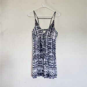 SAYLOR Women’s Dress Blue White Print Straps V Neck Cut Out Back size Small